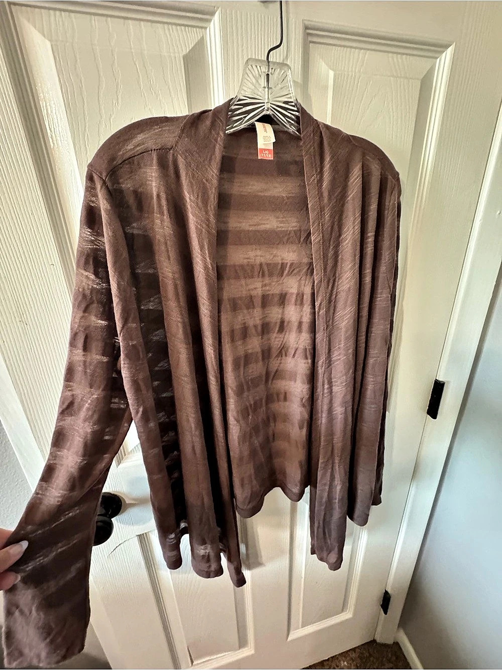 No Boundaries Sheer Open Front Cardigan Brown Large (11/13) Like New